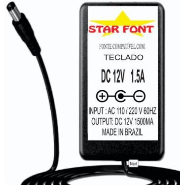 Imagem de Fonte DC 12V 1.5A para Teclados Piano Casio AD-12 - Bivolt - Starfont