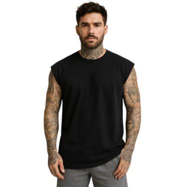 Imagem de Camiseta Regata Oversized Masculina Academia Machão Treino Longline Li