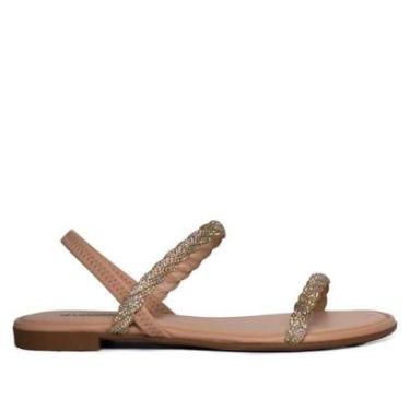 Imagem de Sandália Feminina Mississipi Rasteira Brilhos Nude-Feminino
