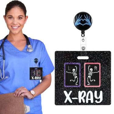 Imagem de Geyoga Pacote de 5 peças Xray Tech Essentials, inclui cartão de suporte de marcador flash, carretel retrátil de crachá de esqueleto, conjunto de adesivos de marcador de raio-X, 2 conjuntos de