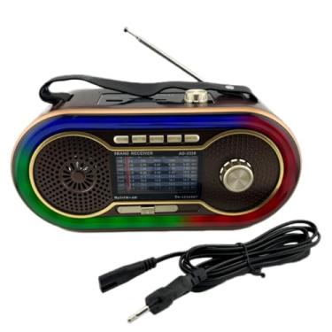 Imagem de Caixa De Som Rádio Retrô Am Fm Bivolt Pen Drive Bluetooth RGB AD-3339(AD3338 madeira-preta)