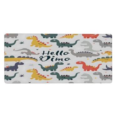 Imagem de hongjinglin Tapete de mouse grande com palavras de dinossauro, fofo, impermeável, estendido, para computador, computador, teclado, laptop e mesa de casa, tapete de mouse de 89,9 x 39,9 cm
