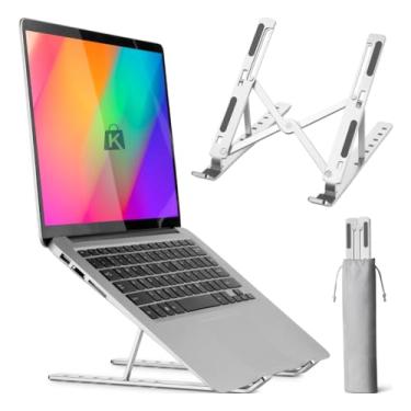 Imagem de Suporte para Notebook Tablet Celular Regulavel Ergonomico Universal Ajustável Dobrável Portatil em Aluminio com Bolsa para Viagem