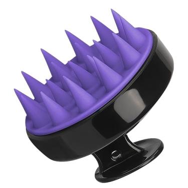 Imagem de Escova de xampu de cabelo e massageador de couro cabeludo para remoção de caspa, cerdas de silicone macias, para crescimento, confortável para todos os tipos de cabelo (roxo escuro)