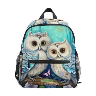 Imagem de GAIGEO Owls Flowers Painting Backpacks for Kids with Whistle, Adjustable Chest Strap, Backpack for Toddler Girls Lightweight & Compact for Ages 3-8