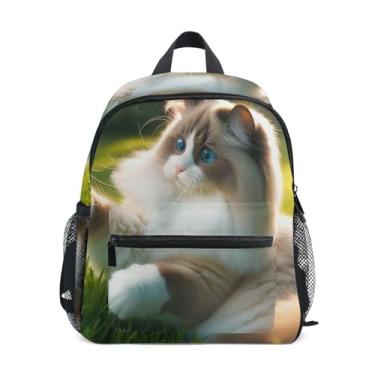 Imagem de GAIGEO Ragdoll Cat Cute Kids School Backpack, 10x4x12 In, School Backpack for Girls Includes Water Bottle Pockets, Whistle Clip for Safety