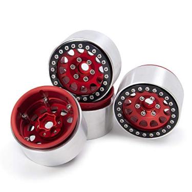 Imagem de Conjunto de jantes de rodas de esteira de alumínio Beadlock de 5,5 cm para 1/10 RC Axial Wraith RR10 YETI SCX10 D90 TRAXXAS TRX4 CC01 Pacote com 4 (VERMELHO)