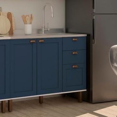 Imagem de Balcão de Cozinha Genialflex Iluminata 120cm Sem Tampo br/az