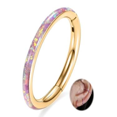 Imagem de Piercing de nariz Peaklink 20G 18G 16G 14G CZ/opala de aço inoxidável sem costura com segmento articulado, septo, concha, helix, cartilagem, 6/7/8//9/10/12 mm