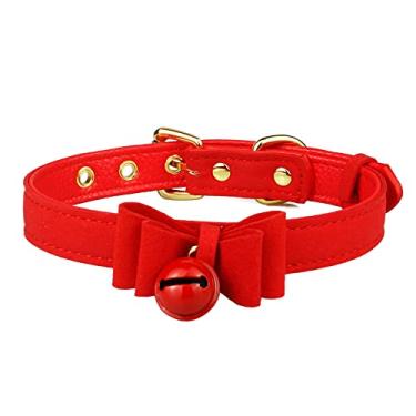 Imagem de Colar de couro de poliuretano com laço e gargantilha para mulheres, Couro, Sem pedras preciosas,