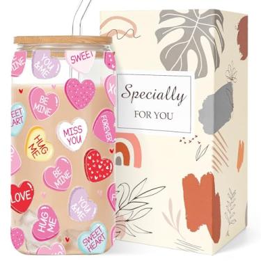 Imagem de Presentes de Dia dos Namorados para ela - Copo romântico de coração de vidro, presentes de Dia dos Namorados para mulheres, namorada, namorado, casal, esposa, marido, amantes, aniversário, aniversário
