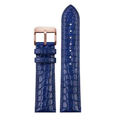 Imagem de ANZOAT Para qualquer pulseira luxuosa pulseira de crocodilo pulseira de couro azul macio fecho borboleta 18 20mm 22mm pulseira masculina (cor: pino ouro rosa azul, tamanho: 18 mm)