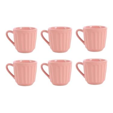 Imagem de Jogo 6 Xícaras Caneca De Porcelana 150ml Alta (Rosa)
