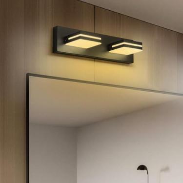 Imagem de Luz de espelho LED Arandelas de parede de banheiro Rotativo 350° Lâmpada de parede de ângulo ajustável Armário Iluminação de parede para sala de estar quarto penteadeira banheiro (Luz quente preta, 2