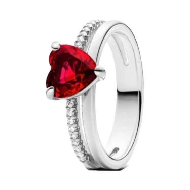 Imagem de Conjunto De Brincos E Anel Em Prata 925 Com Laço Vermelho Rosa Para Mu