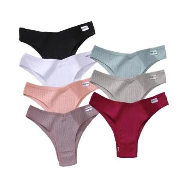 Imagem de Calcinhas Brasileiras De Algodão Listradas De Cintura Baixa Para Mulhe