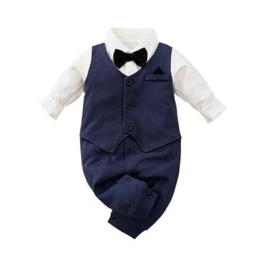 Imagem de Body De Algodão De Manga Longa Estilo Gentil Para Bebê Menino Recém-Na