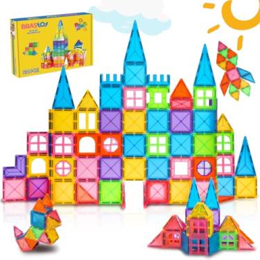 Imagem de Blocos de Montar Magnéticos Construção Brinquedos Infantil (120 Peças Tamanho Médio)