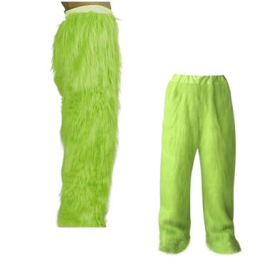 Imagem de Fantasia de Halloween masculina de monstro verde com máscara peluda, roupa de Natal