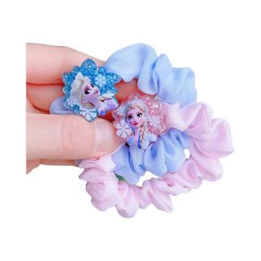 Imagem de Elásticos De Cabelo Kawaii Disney Frozen Elsa 5 Peças, Grampos De Cabe