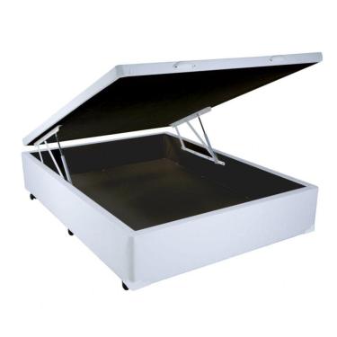 Imagem de Cama Box Casal com Baú Sonnoforte Corino Branco - 138x188