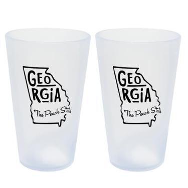 Imagem de Silipint: Copos State Pint 473 g: Pacote com 2 - Georgia - Copos de silicone para gelo, inquebráveis, bebidas quentes e frias, seguro para máquina de lavar louça-micro-ondas-congelador-forno