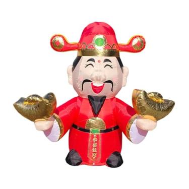 Imagem de Vaveren Decoração inflável iluminada de Ano com o da Riqueza para jardim, 2 metros de altura, ideal para decoração externa de casa, quintal e outras