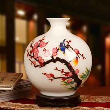 Imagem de Talos de trigo de seda dourada de porcelana de alta qualidade, vaso branco, ornamentos modernos para artesanato doméstico