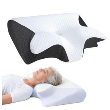 Imagem de SPXMQSS Almofada cervical e pescoço almofada para dormir do lado almofada apneia do sonho almofada viscoelástico almofada anti-ressonar almofadas ortopédica preto 1 unidade