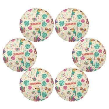 Imagem de Wassud Jogo americano conjunto de 6 tapetes de mesa redondos para cozinha e jantar tapetes laváveis resistentes ao calor para decoração de mesa 39 cm