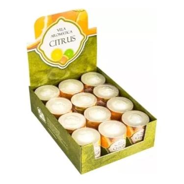 Imagem de Vela Aromática Citrus, Kit com 12 Unidades, 130g cada, Fragrância Cítrica, Display Decorativo