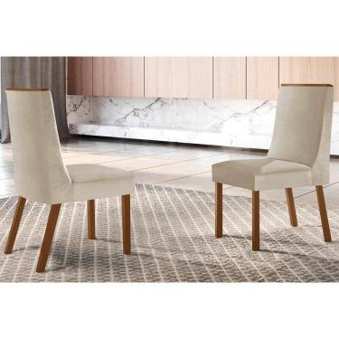 Imagem de Cadeira de Cozinha Dakota Kit 2 Un Madeira Capuccino/Suede Creme - Rufato