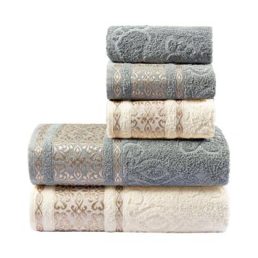 Imagem de Kit Jogo Toalha De Banho E Rosto Gigante 5 Pecas 100%Algodao