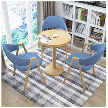 Imagem de Mesas e cadeiras para sala de estar em casa conjunto de mesa de jantar e cadeira de cozinha simples 1 mesa 3 cadeiras hotel recepção mesa lounge 60 cm madeira maciça mesa redonda escritório reunião Ro