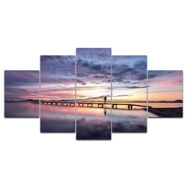 Imagem de Kit Placas Quadros Decorativos 5 Pçs 3d Borda Infinita Ponte