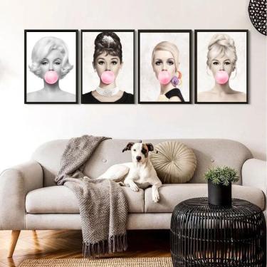 Imagem de Kit 4 Artistas Bubble Gum Rosa 45X34Cm - Com Vidro