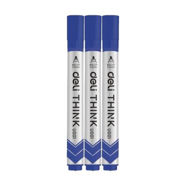 Imagem de Marcador de Quadro Branco Deli Ponta Redonda 2,0mm Azul - Embalagem com 12 Unidades