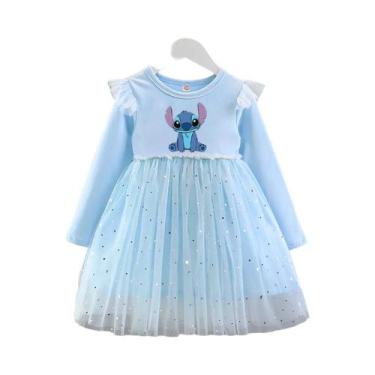 Imagem de Vestido De Princesa De Manga Longa Para Meninas Disney Stitch Vestido 