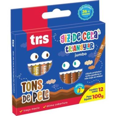 Imagem de Giz de Cera Gizao TRIS TONS de Pele 12 Cores - Summit