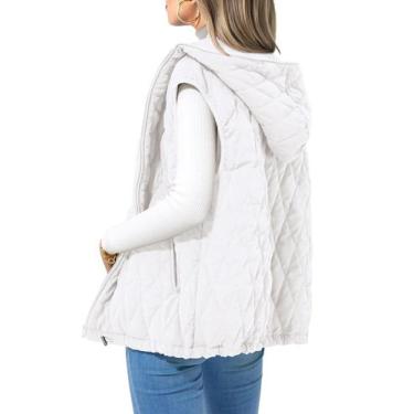 Imagem de Colete Feminino PRETTYGARDEN 2025 Outono Sem Manga com Capuz Branco XX