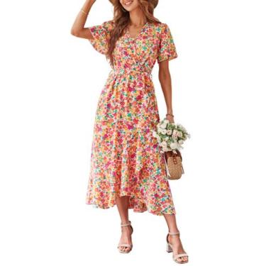 Imagem de Vestido PRETTYGARDEN Floral Boho Transpassado com Decote V Médio