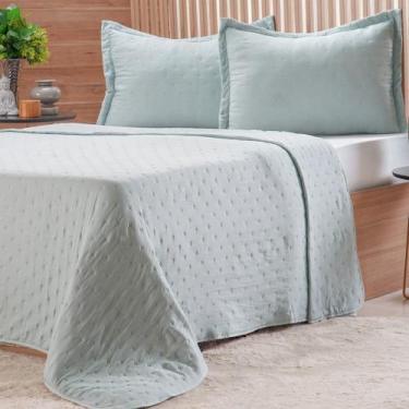 Imagem de Kit Colcha Casal Miraggio New Soft 100% Poliéster 220x240cm Azul Lago 