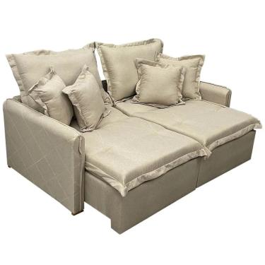 Imagem de Sofá Cama Lima 180cm em Linho 2 Lugares Retrátil e Reclinável União Cor Bege