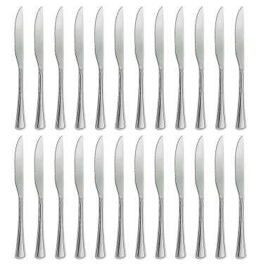 Imagem de Jogo 24 Facas De Mesa Aço Inox Cor Prata Linha Silver Em Casa Tem