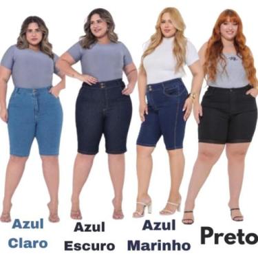 Imagem de Bermuda Short Taiga Jeans Feminino Plus Size Cintura Alta Lycra/Elasta