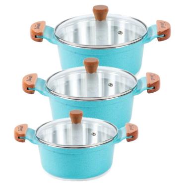 Imagem de Jogo Panelas Azul Alumínio Fundido Usinado Javali AM26a30