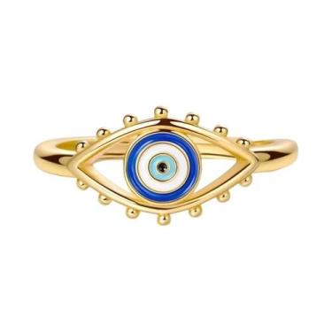 Imagem de Anel Feminino De Prata 925 Dourado Com Zircônia Estrela E Lua, Joia De