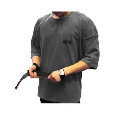 Imagem de Camiseta Masculina Oversize De Algodão Com Gola Redonda E Manga Curta 