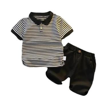 Imagem de Conjunto De Verão Para Bebês Meninos E Meninas: Camiseta Listrada E Sh