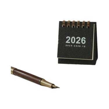 Imagem de Calendário De Mesa Mini Portátil Em Cores Sólidas, Estilo Casual, Orna